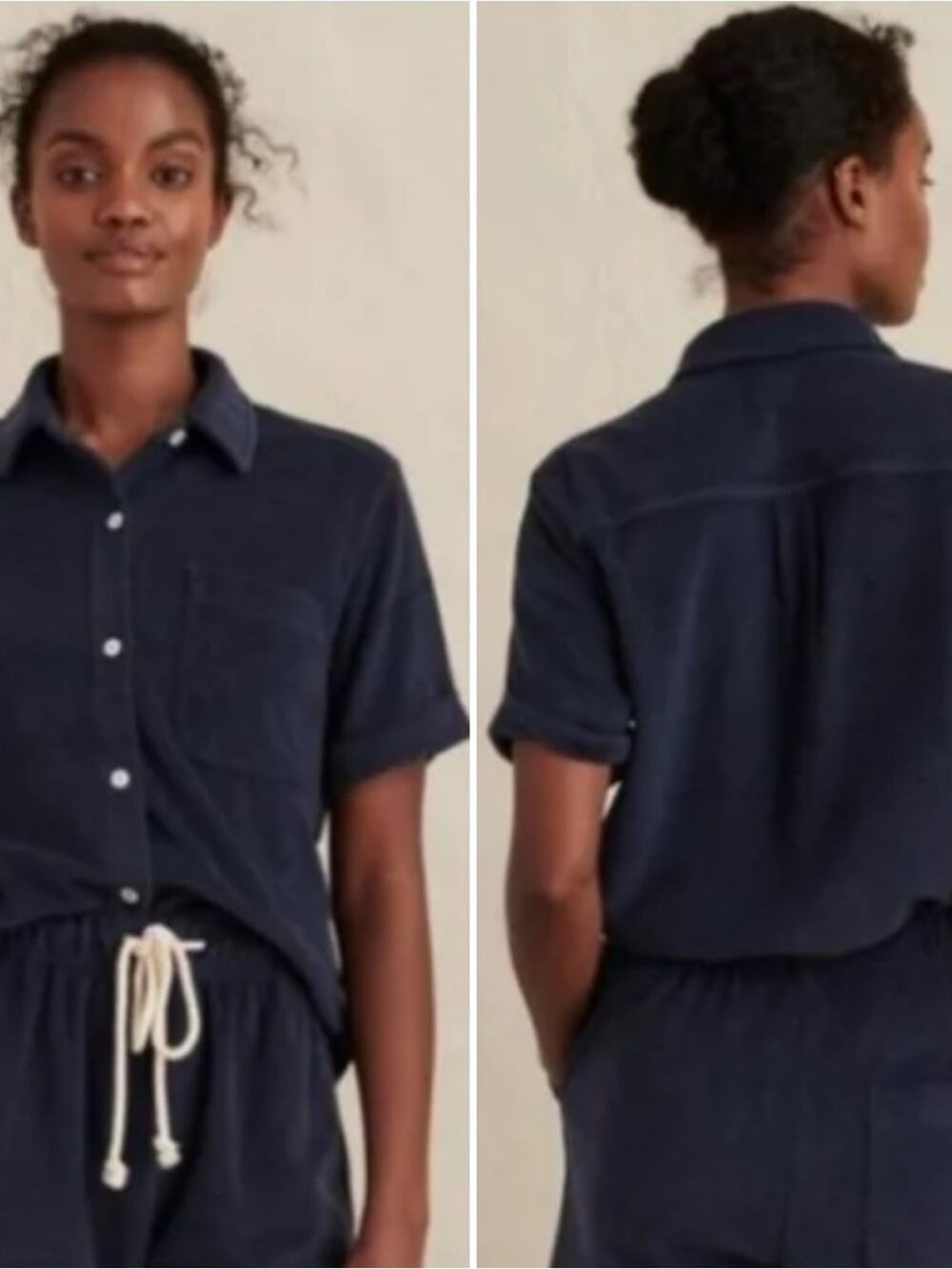Alex Mill $95 Womens Benny Navy Terry Shirt Small EUC
